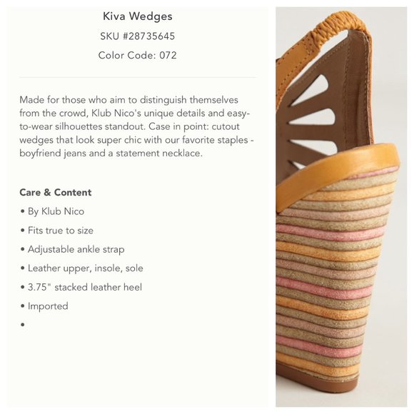 ❌Sold❌ Anthropologie Kiva Leather Cutout Wedges - Picture 3 of 13
